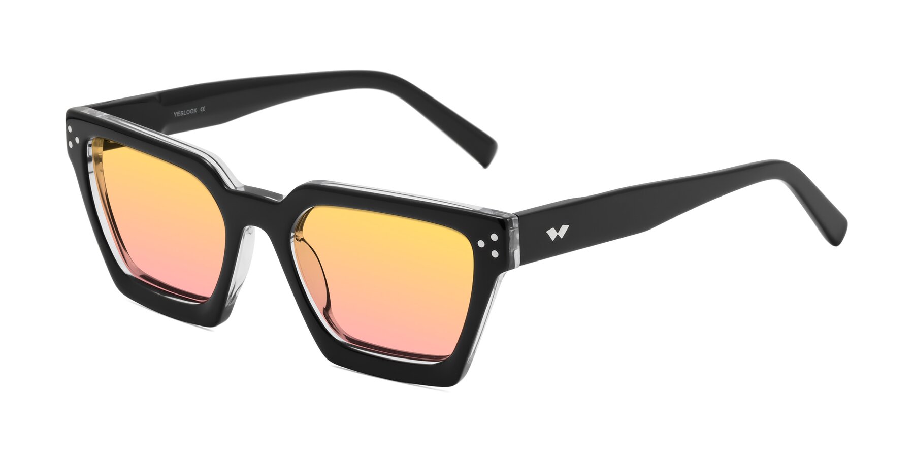 Angle of Callan in Black-Clear with Yellow / Pink Gradient Lenses