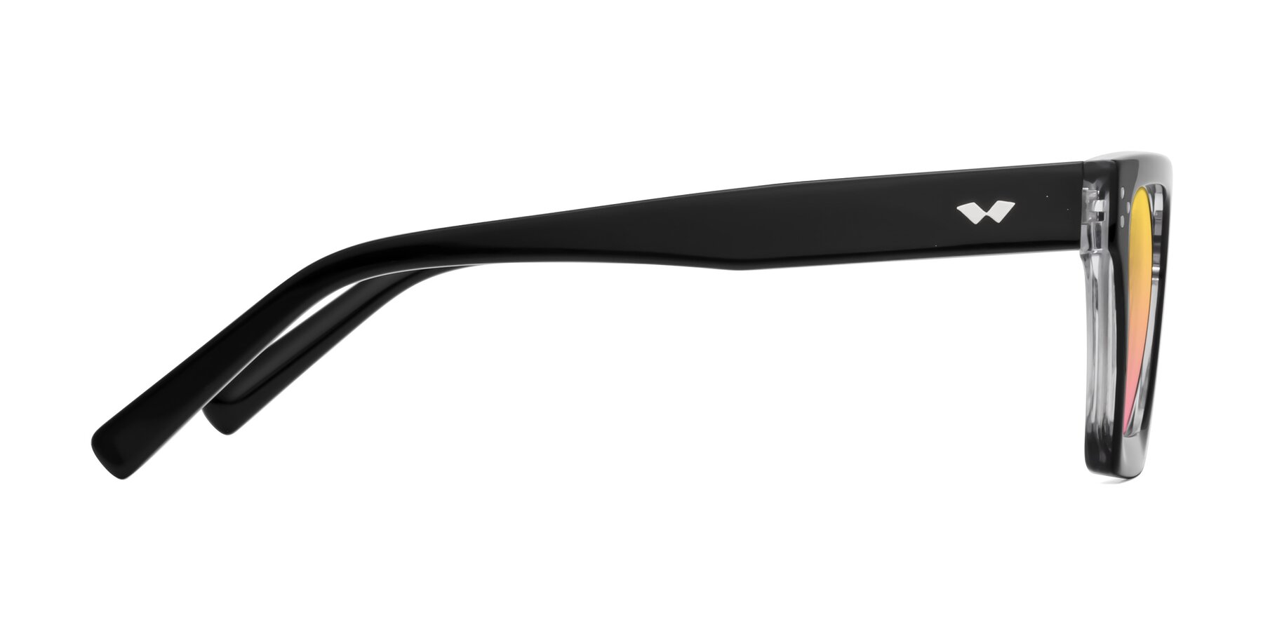 Side of Callan in Black-Clear with Yellow / Pink Gradient Lenses