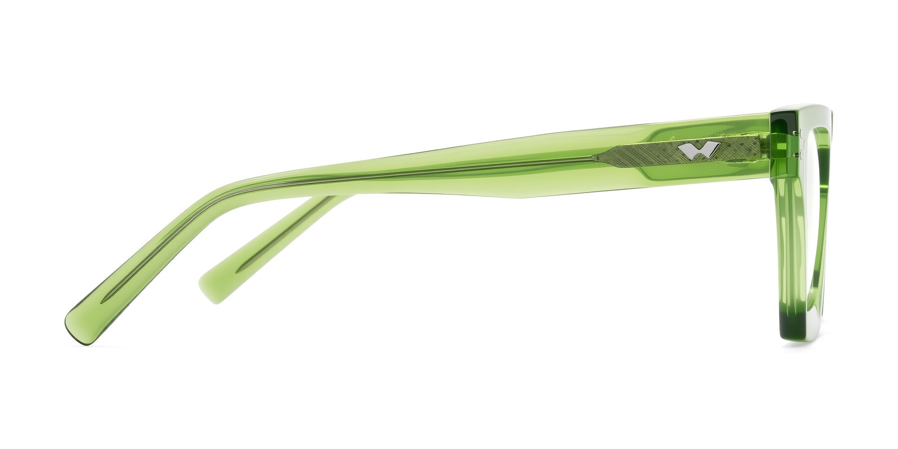 Side of Callan in Grass Green with Clear Eyeglass Lenses