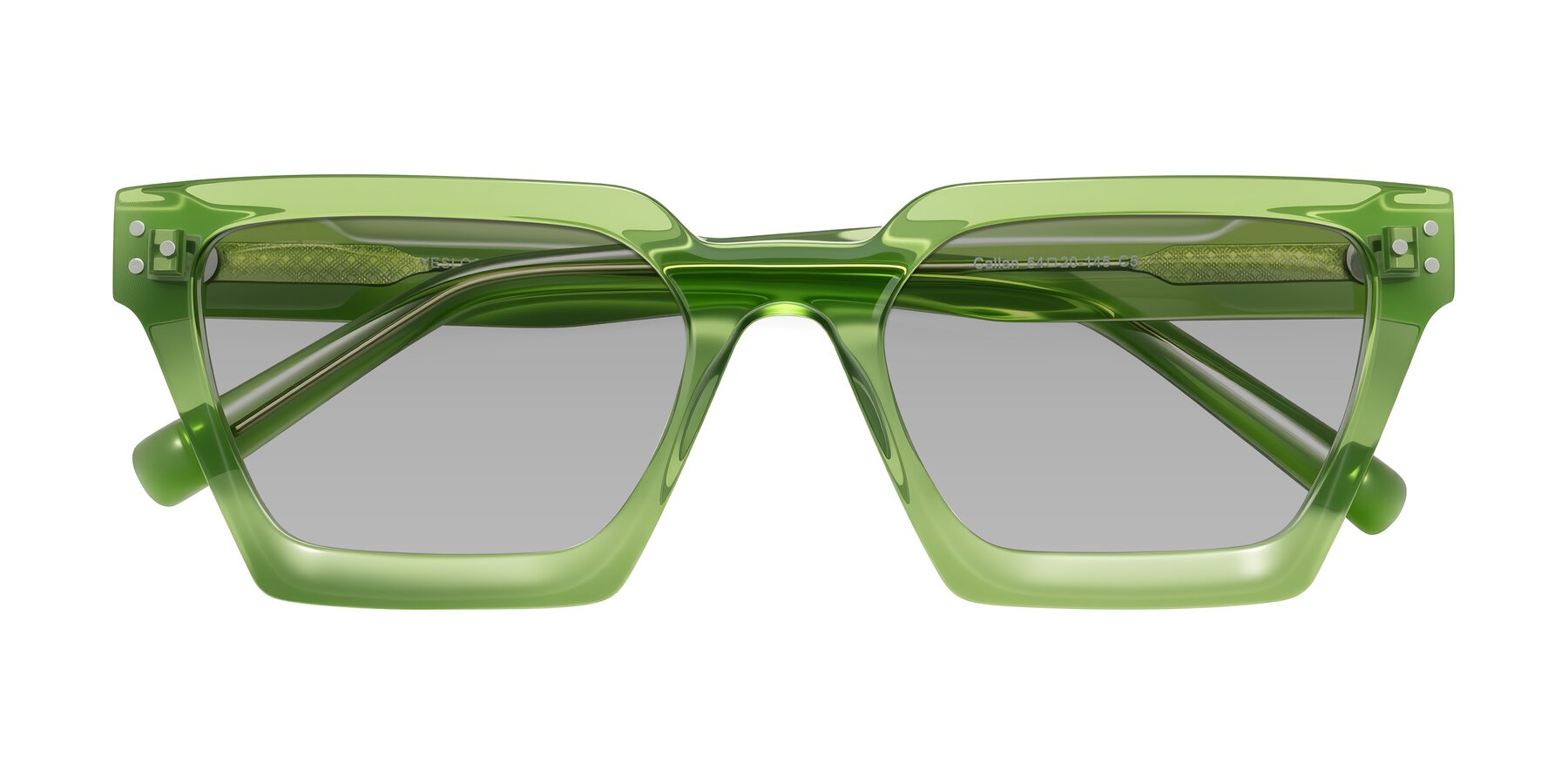 Folded Front of Callan in Grass Green with Light Gray Tinted Lenses