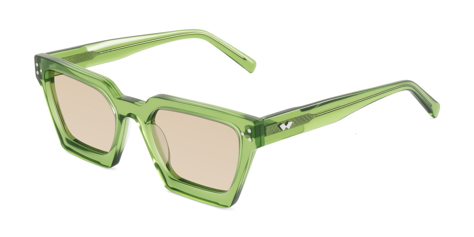 Angle of Callan in Grass Green with Light Brown Tinted Lenses