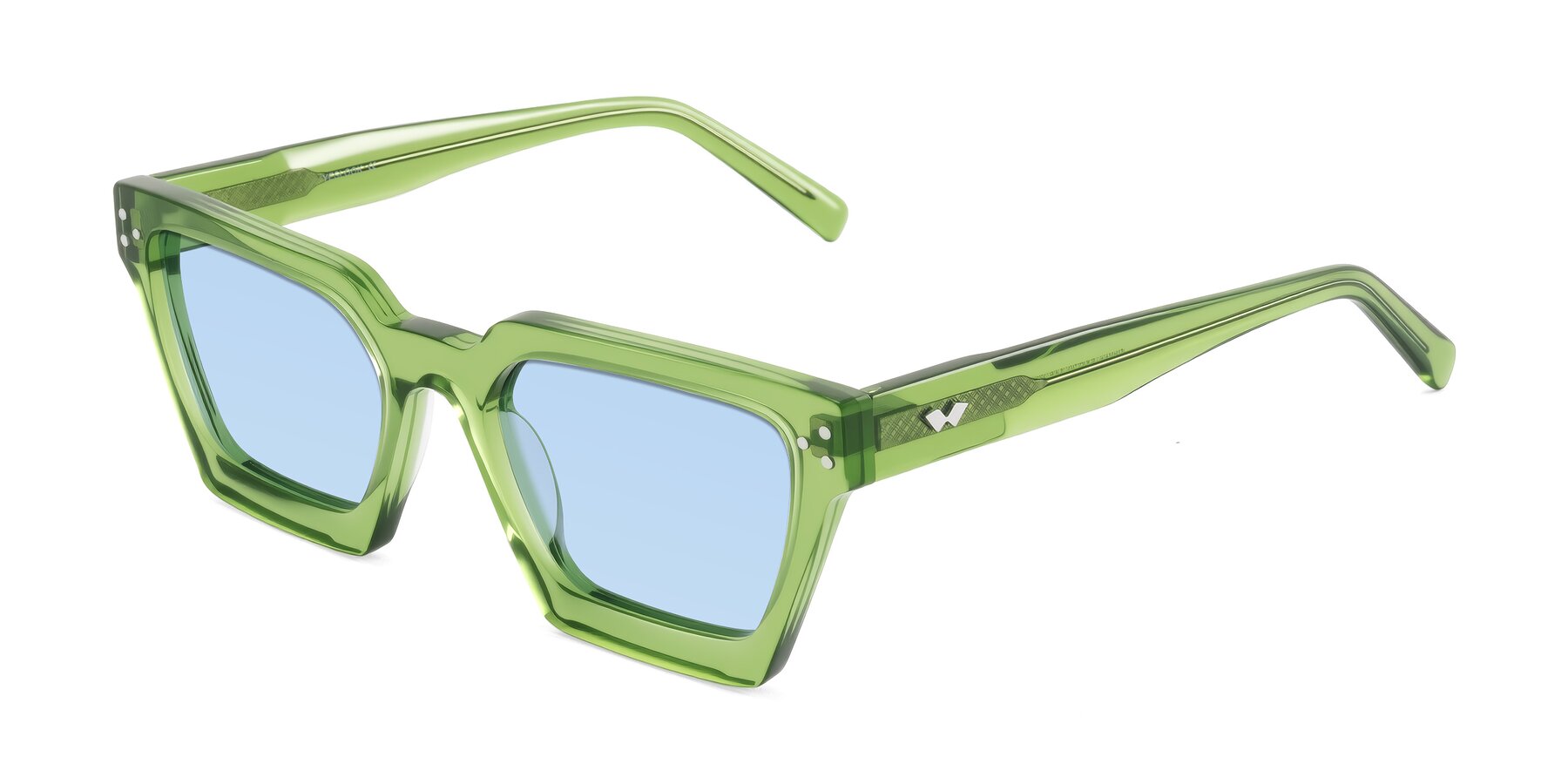 Angle of Callan in Grass Green with Light Blue Tinted Lenses