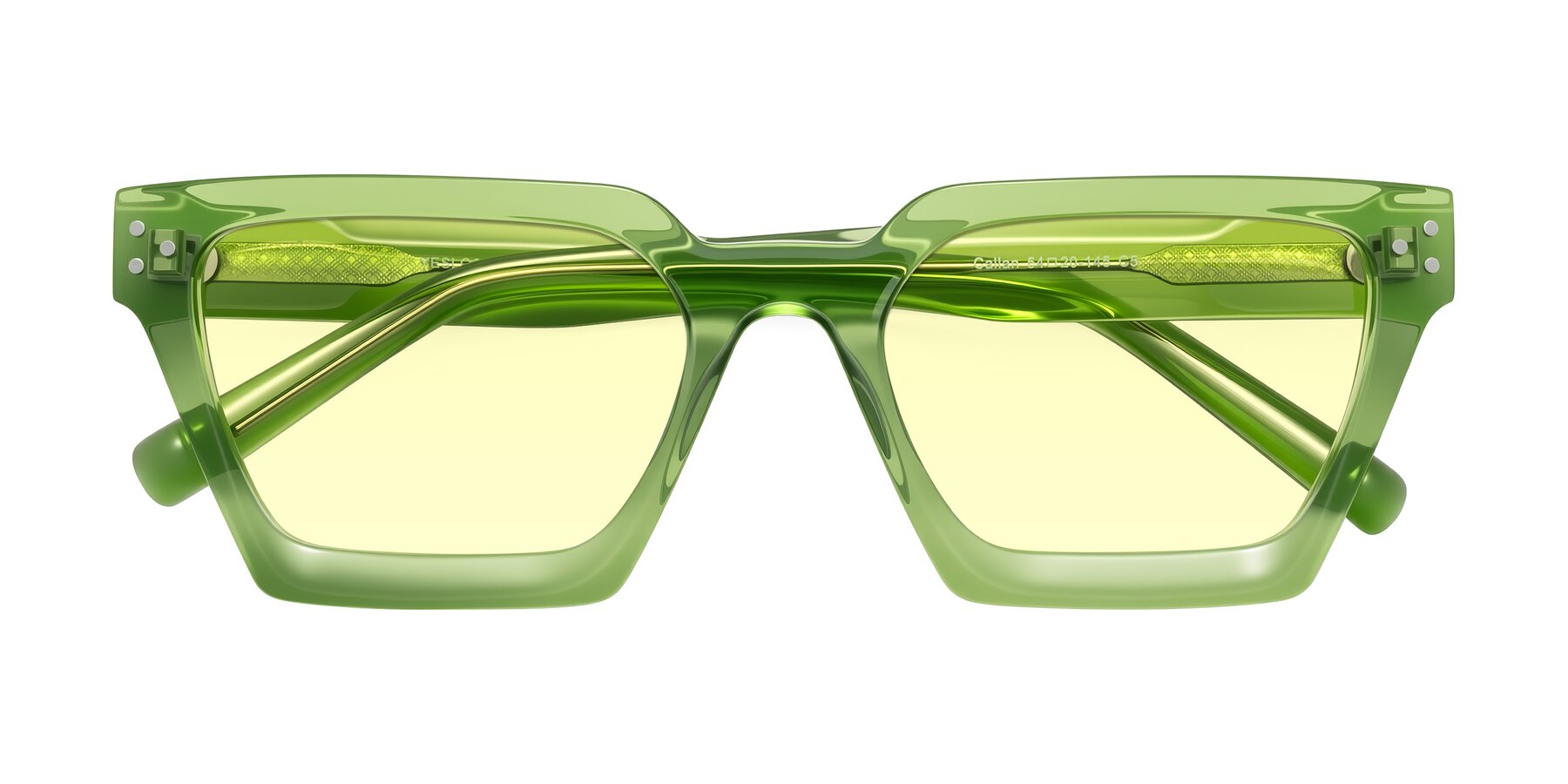 Folded Front of Callan in Grass Green with Light Yellow Tinted Lenses