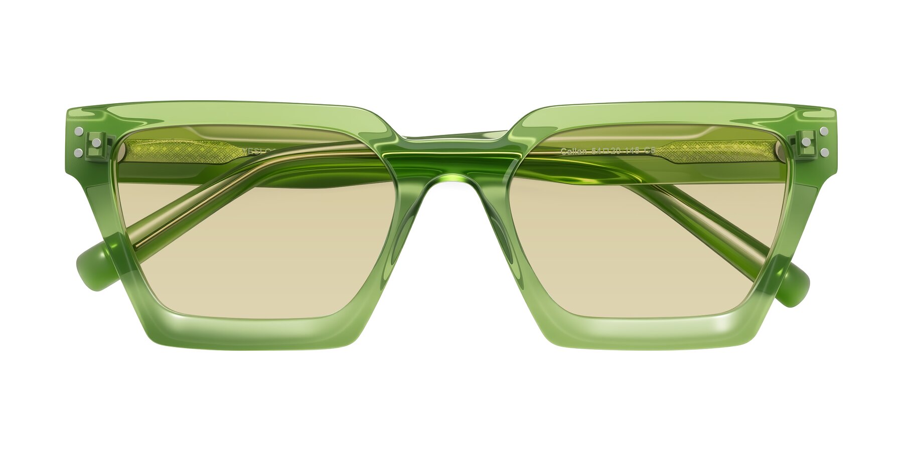 Folded Front of Callan in Grass Green with Light Champagne Tinted Lenses