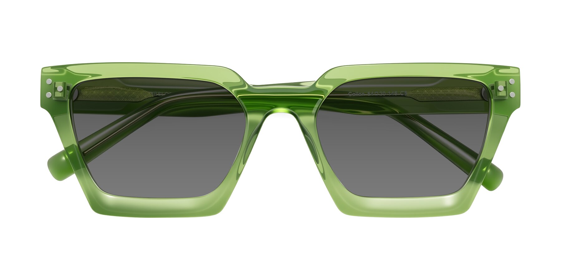 Folded Front of Callan in Grass Green with Medium Gray Tinted Lenses