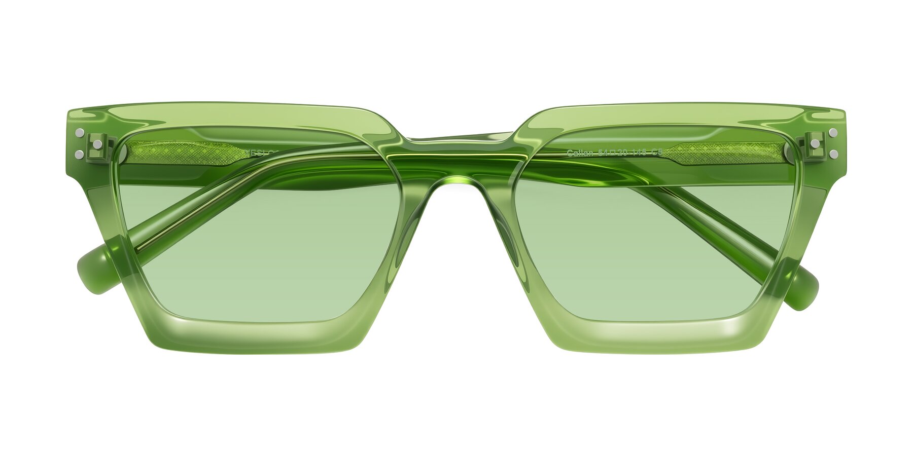 Folded Front of Callan in Grass Green with Medium Green Tinted Lenses