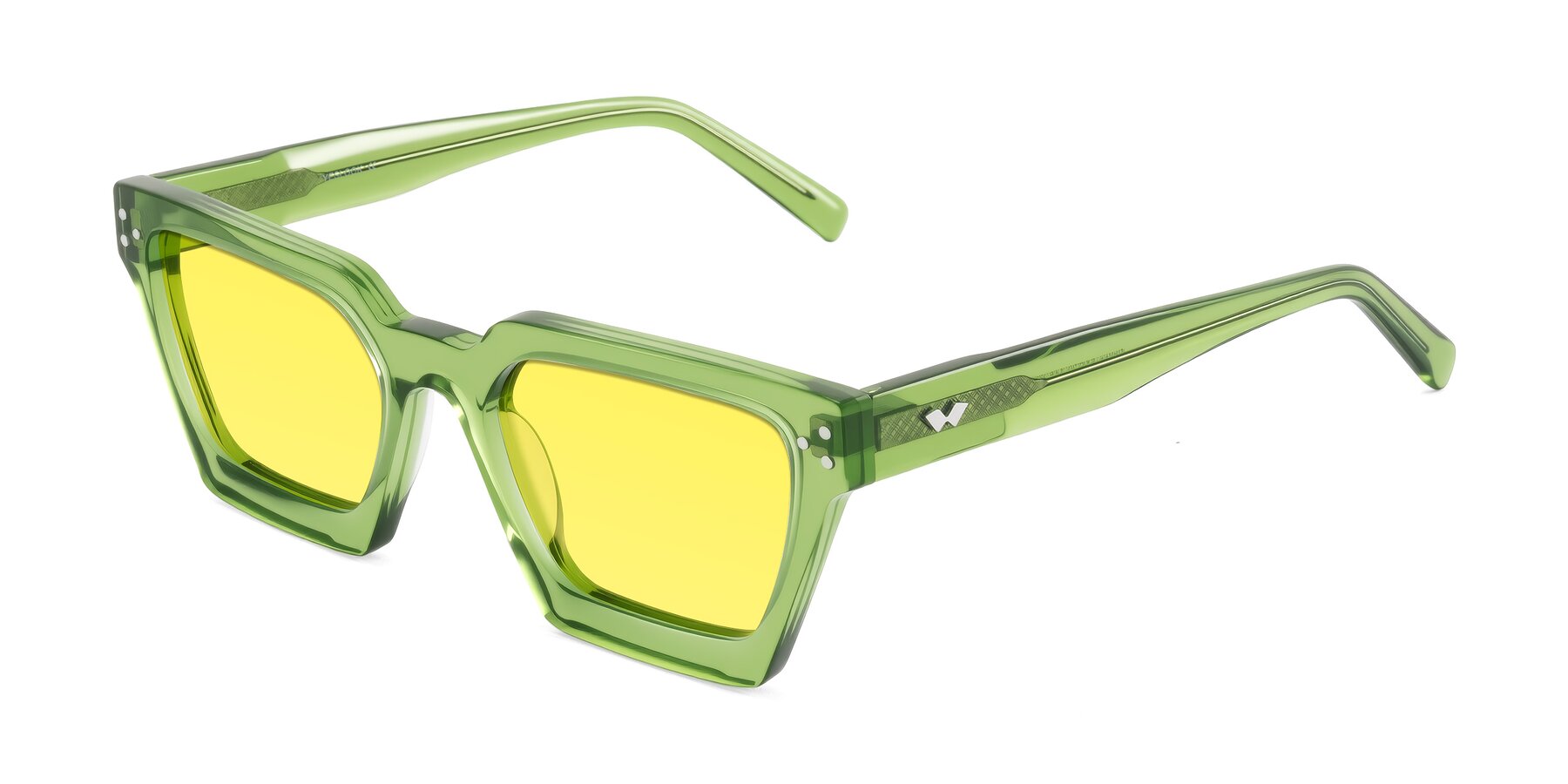 Angle of Callan in Grass Green with Medium Yellow Tinted Lenses