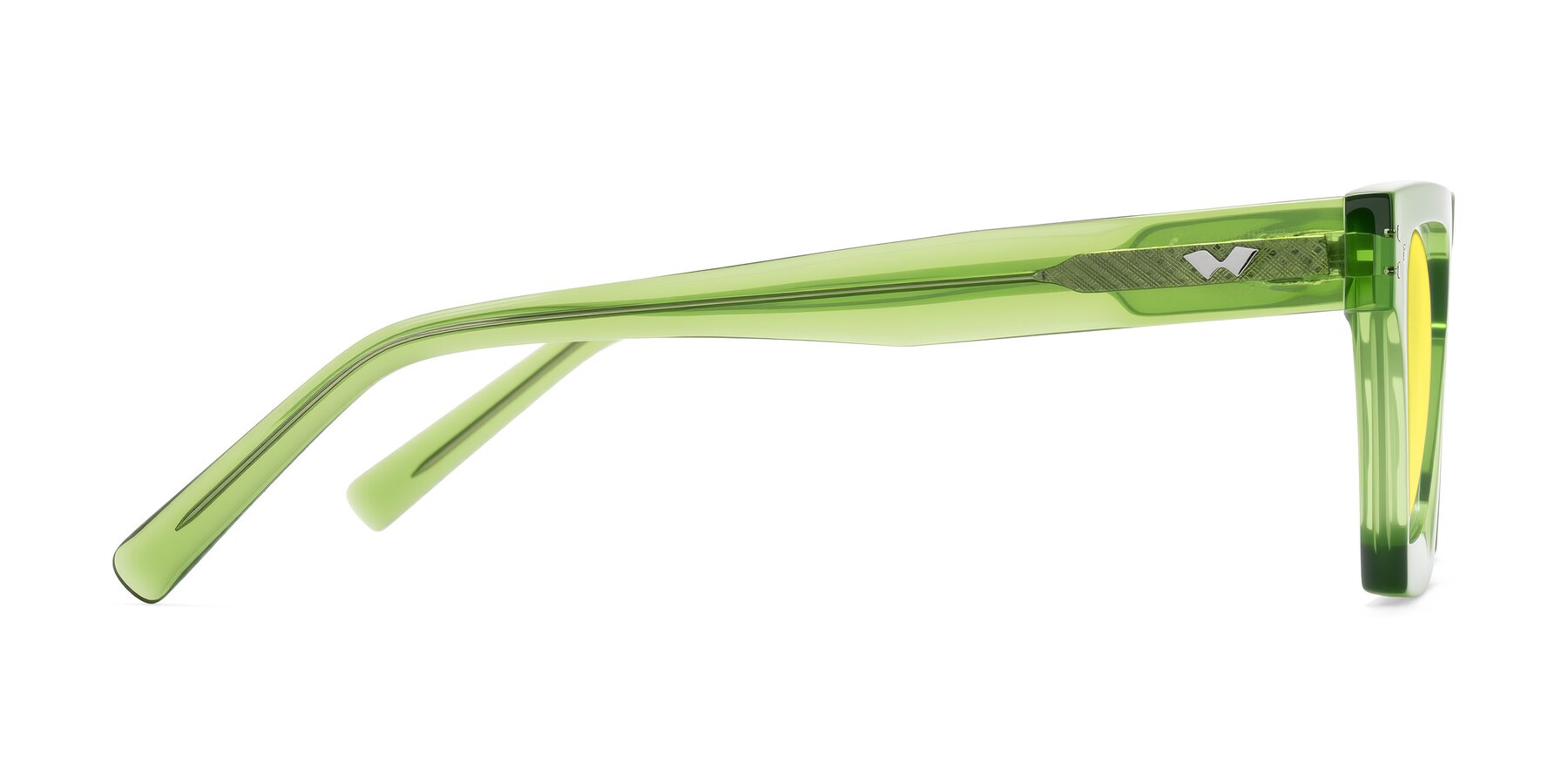 Side of Callan in Grass Green with Medium Yellow Tinted Lenses