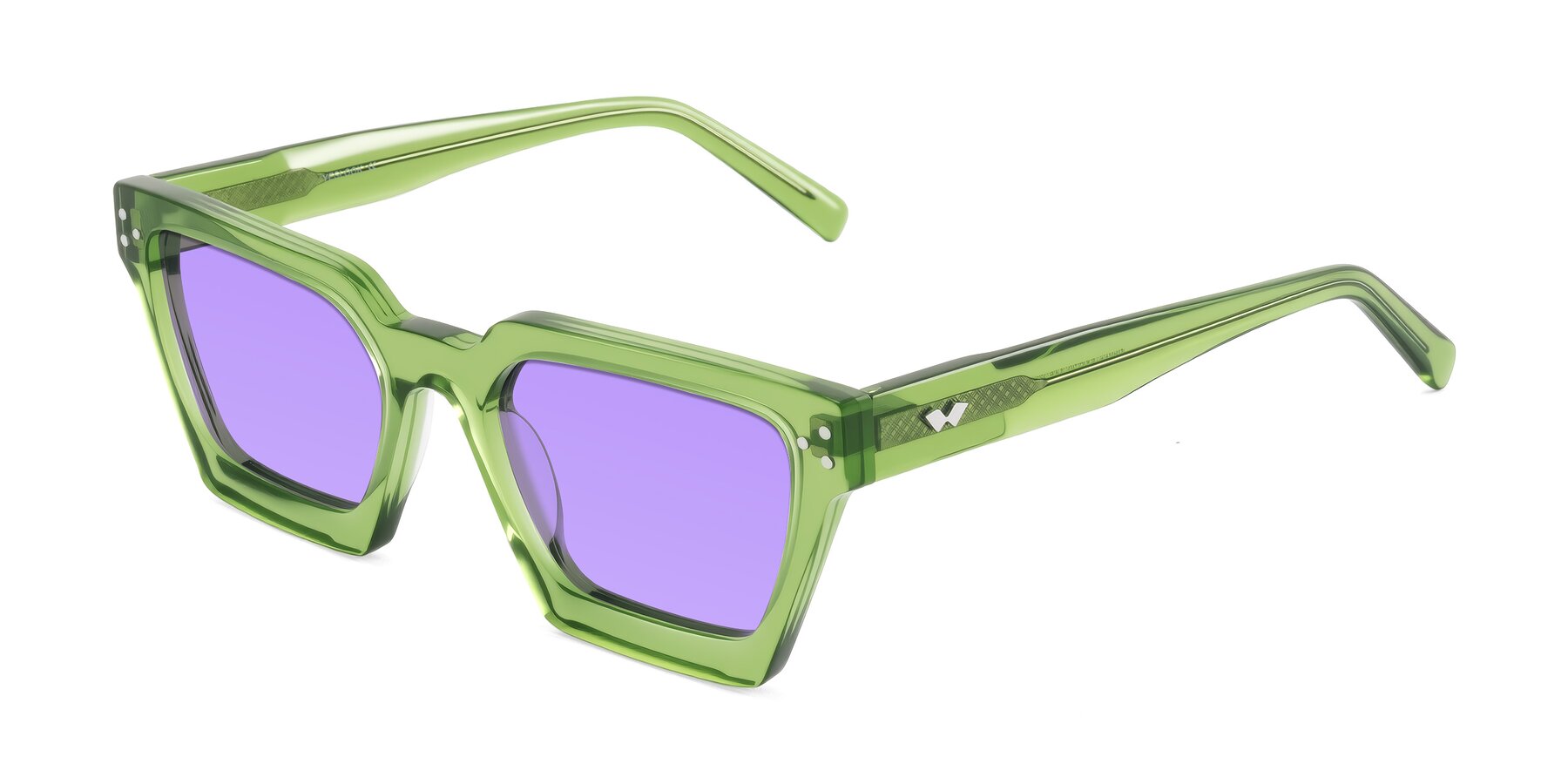 Angle of Callan in Grass Green with Medium Purple Tinted Lenses