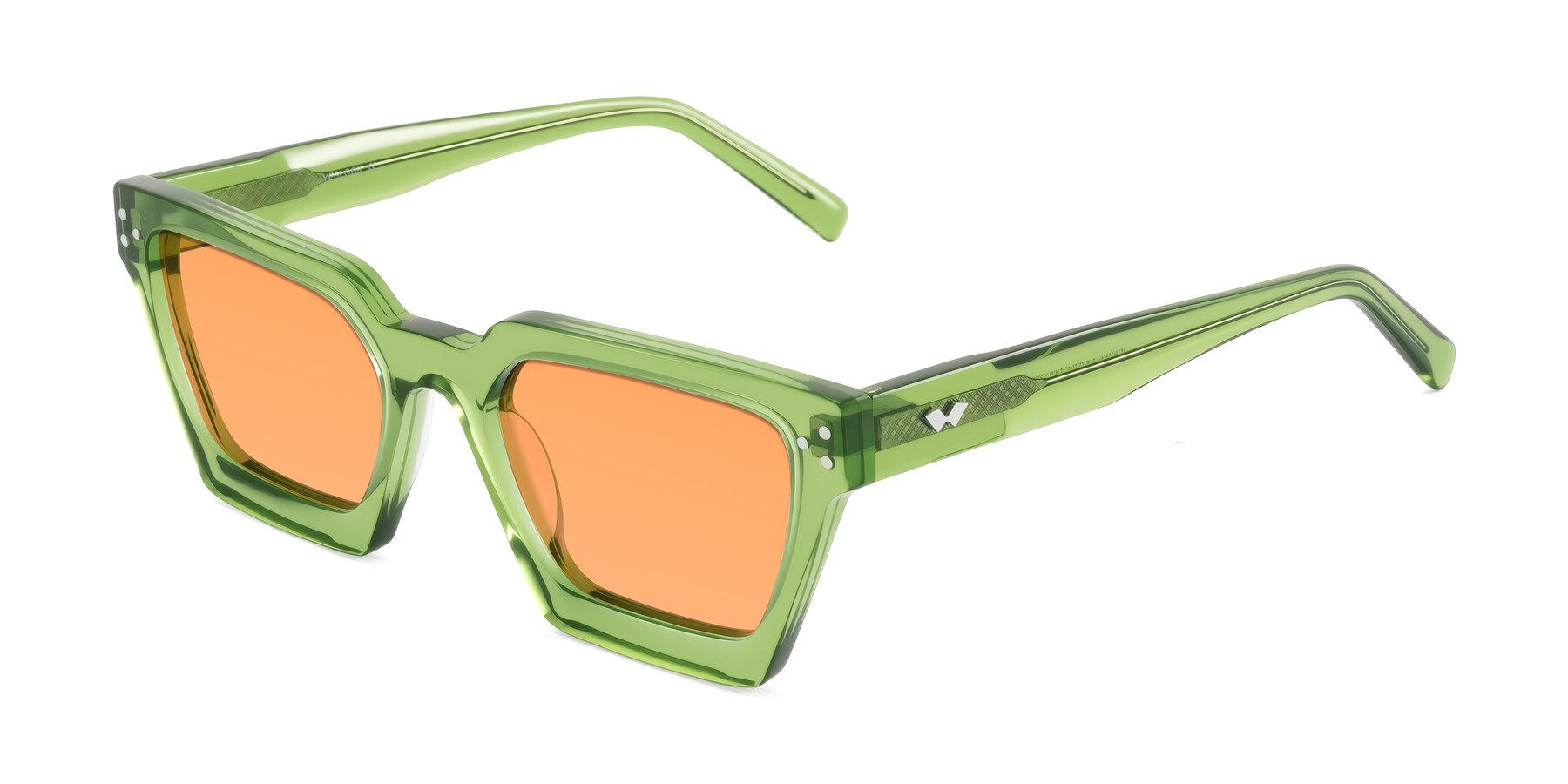 Angle of Callan in Grass Green with Medium Orange Tinted Lenses