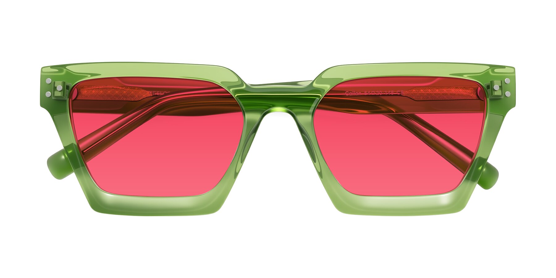 Folded Front of Callan in Grass Green with Red Tinted Lenses
