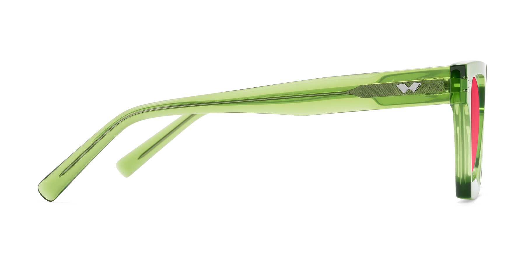 Side of Callan in Grass Green with Red Tinted Lenses