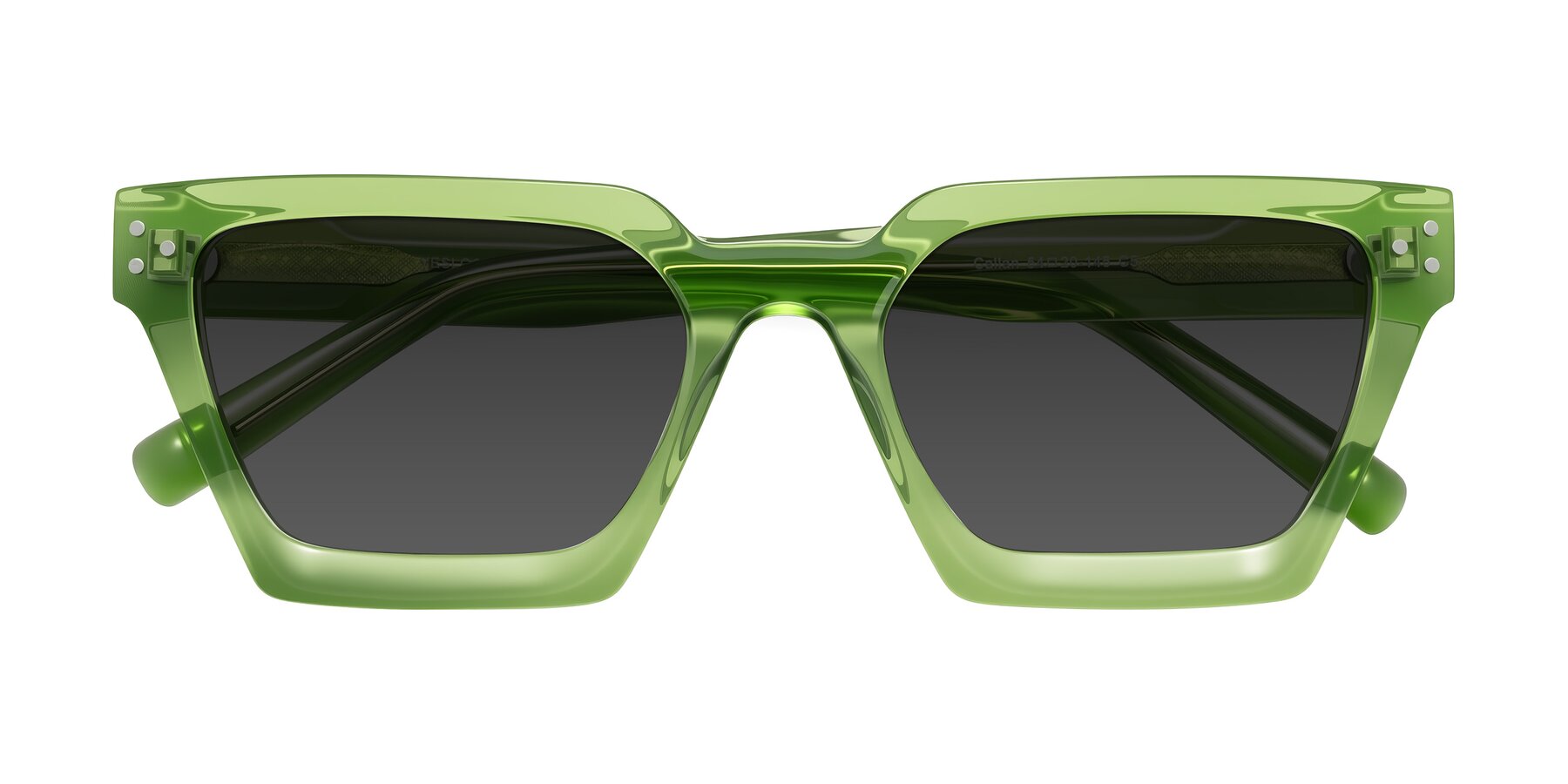 Folded Front of Callan in Grass Green with Gray Tinted Lenses