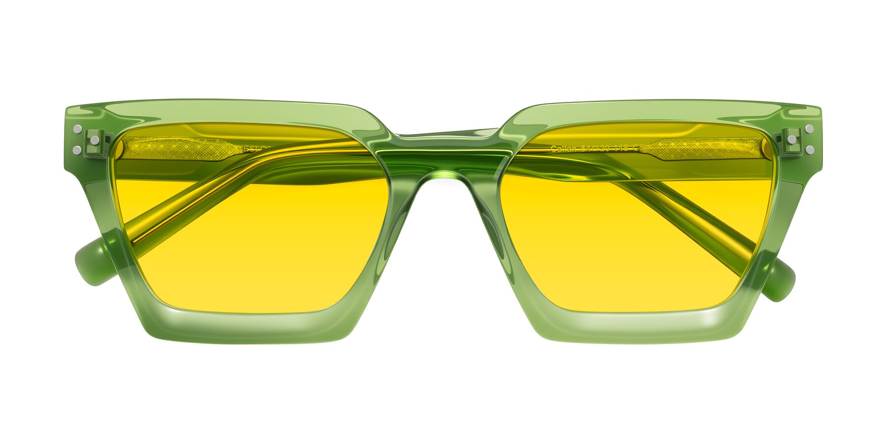 Folded Front of Callan in Grass Green with Yellow Tinted Lenses