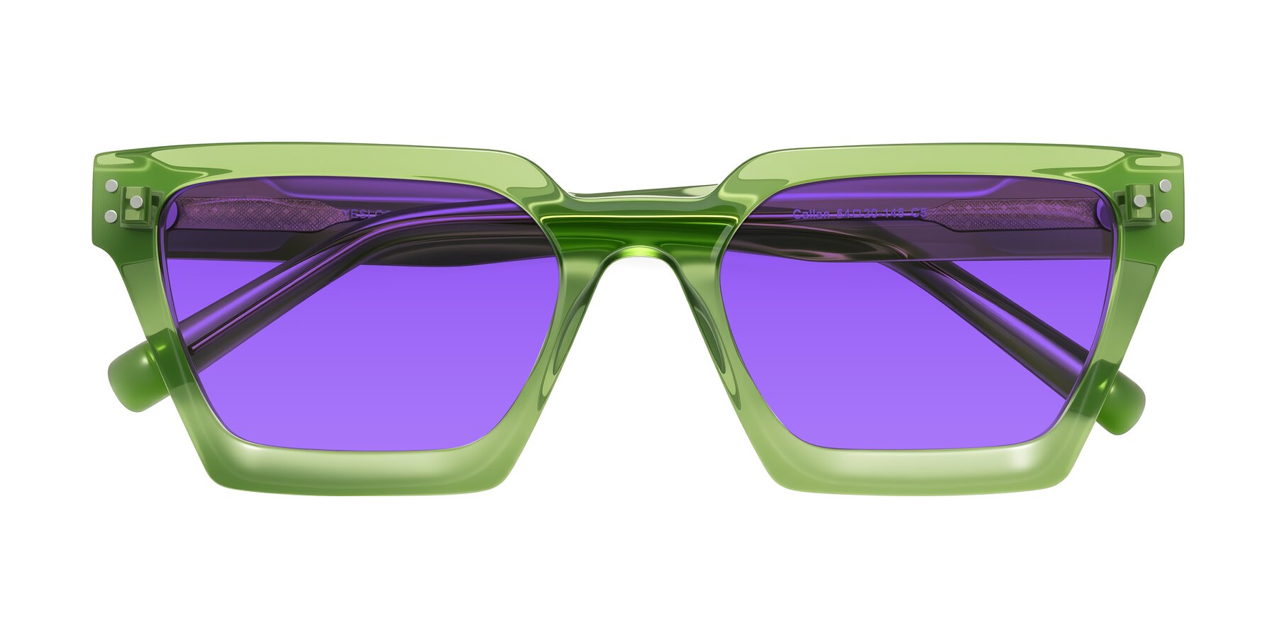 Folded Front of Callan in Grass Green with Purple Tinted Lenses