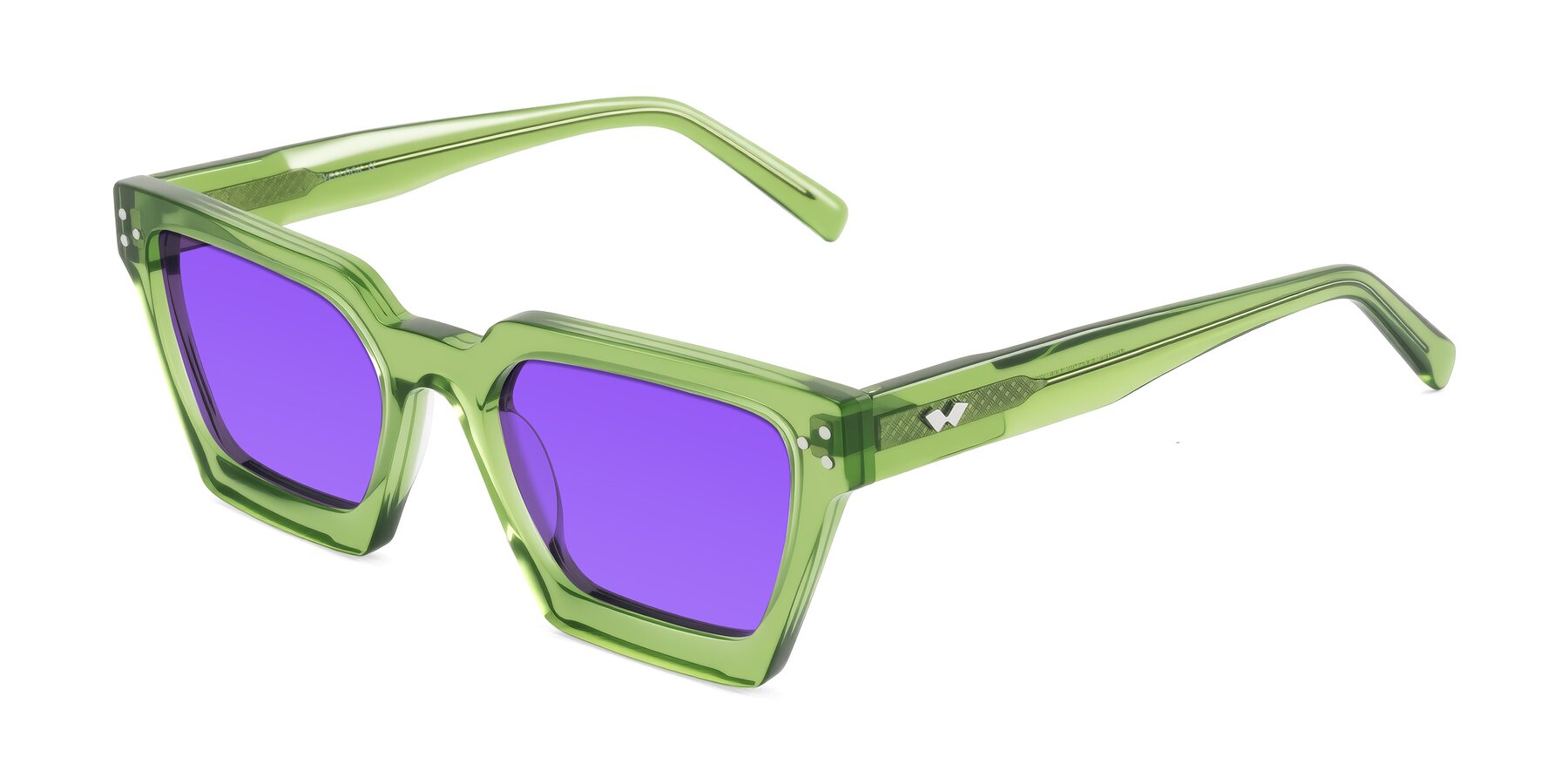Angle of Callan in Grass Green with Purple Tinted Lenses