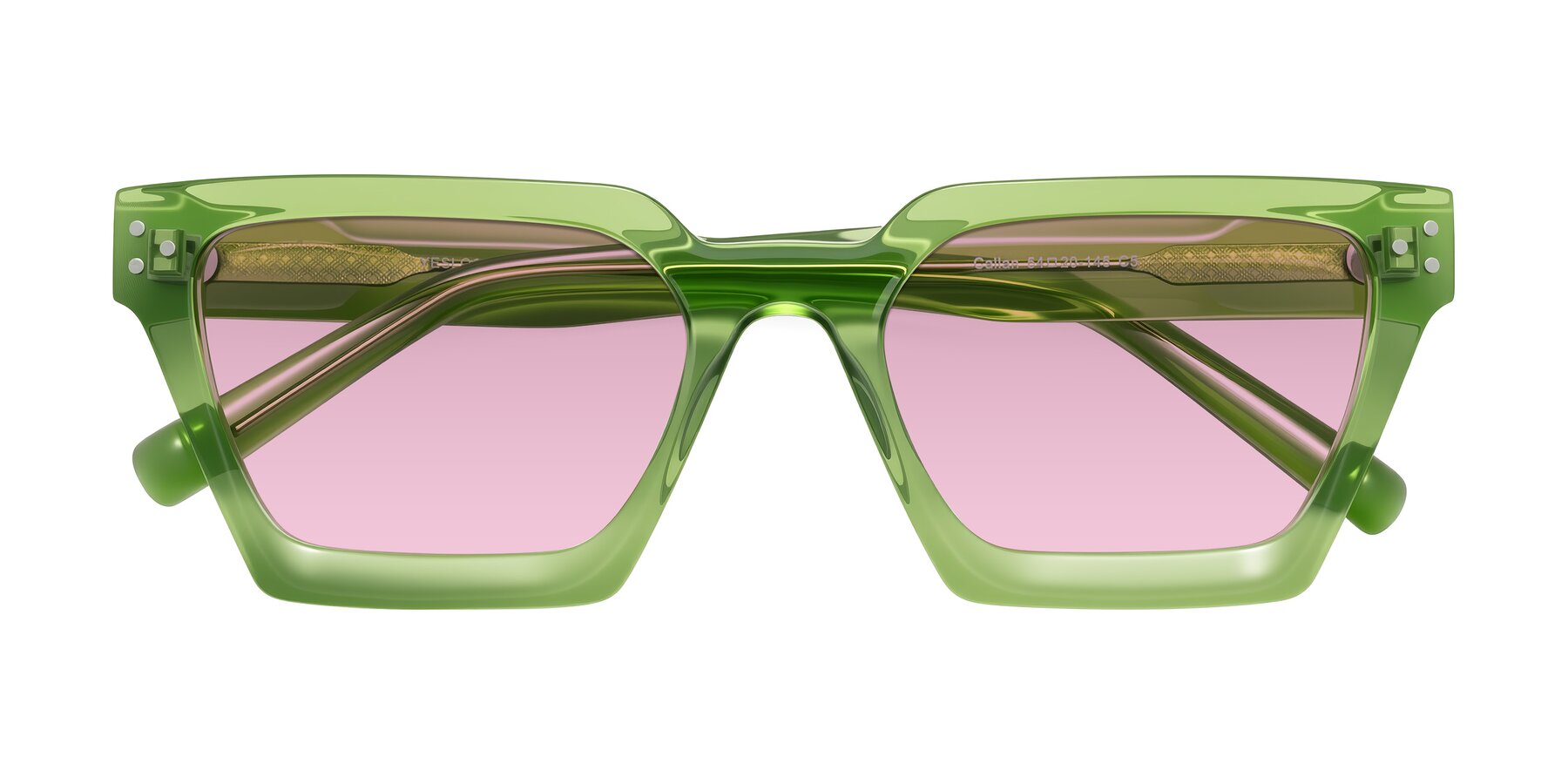 Folded Front of Callan in Grass Green with Light Wine Tinted Lenses