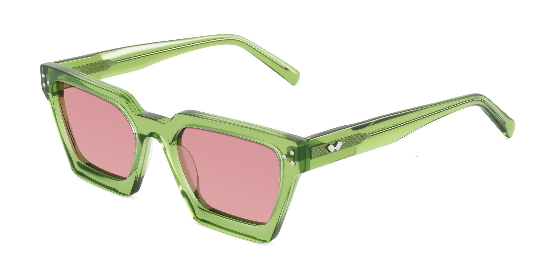 Angle of Callan in Grass Green with Medium Garnet Tinted Lenses