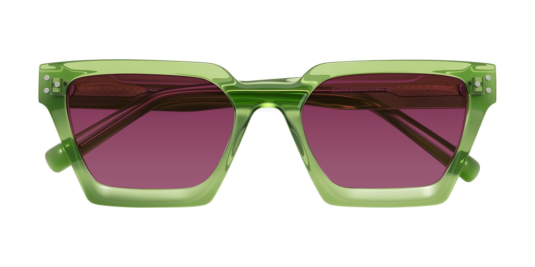 Folded Front of Callan in Grass Green with Wine Tinted Lenses