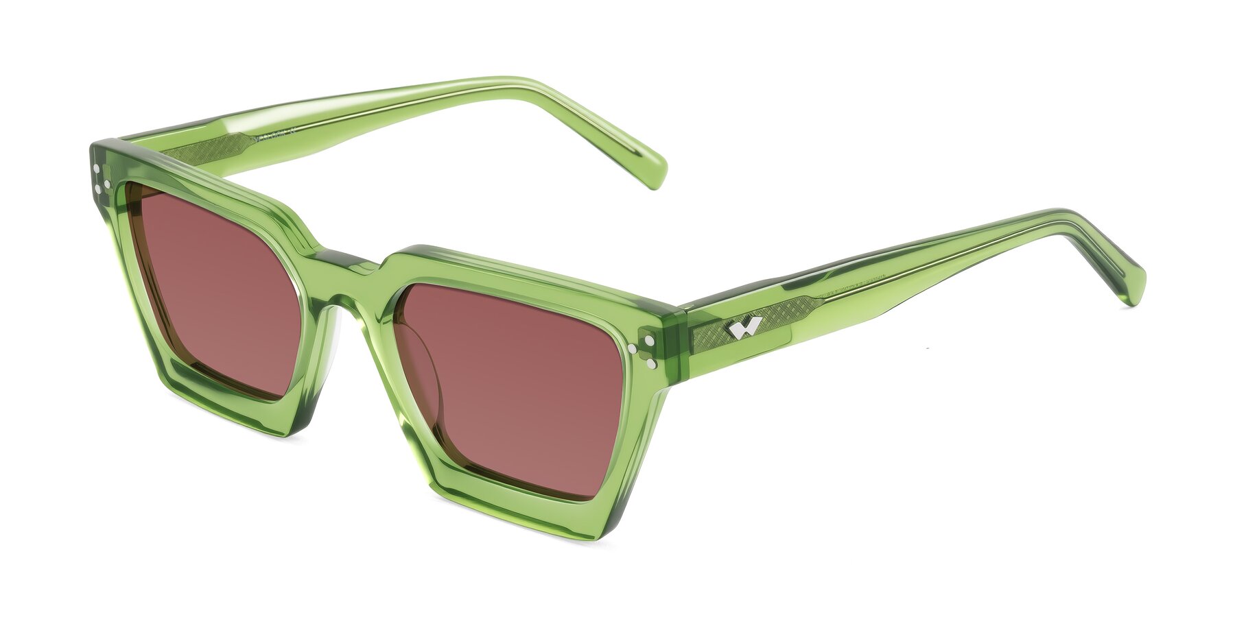 Angle of Callan in Grass Green with Garnet Tinted Lenses