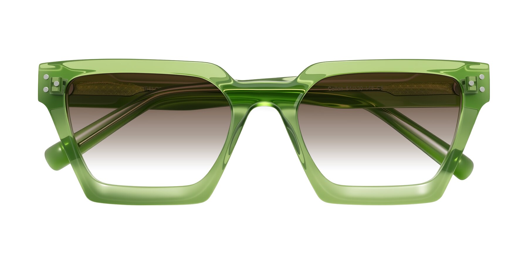 Folded Front of Callan in Grass Green with Brown Gradient Lenses