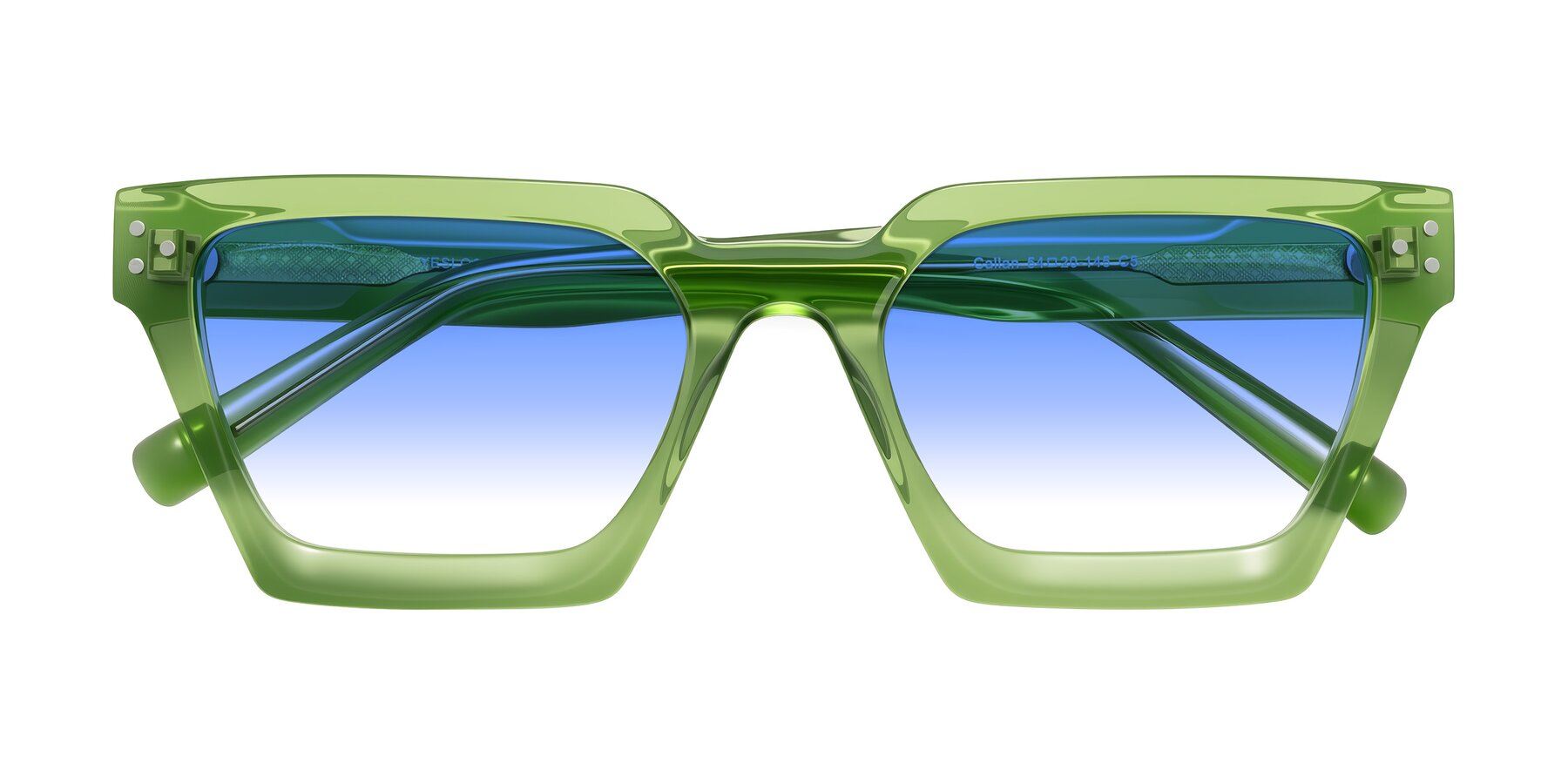 Folded Front of Callan in Grass Green with Blue Gradient Lenses