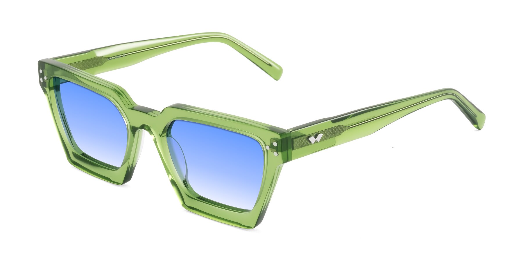 Angle of Callan in Grass Green with Blue Gradient Lenses