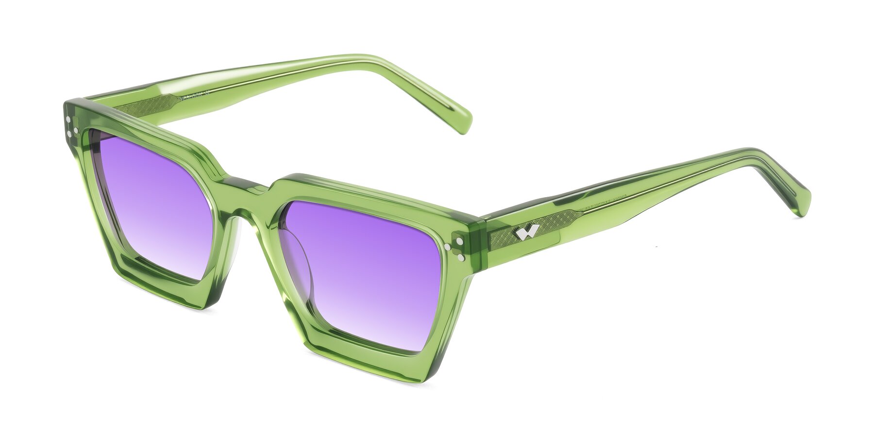 Angle of Callan in Grass Green with Purple Gradient Lenses