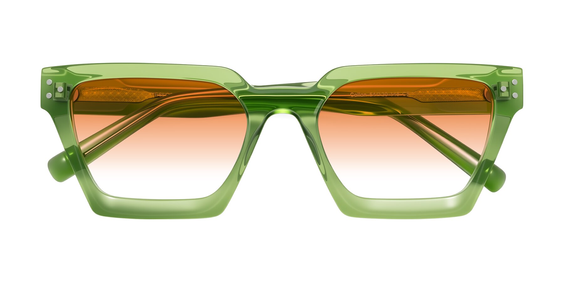 Folded Front of Callan in Grass Green with Orange Gradient Lenses
