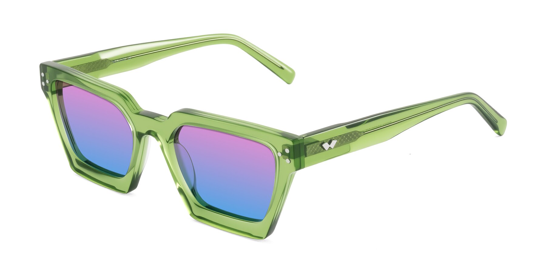 Angle of Callan in Grass Green with Pink / Blue Gradient Lenses