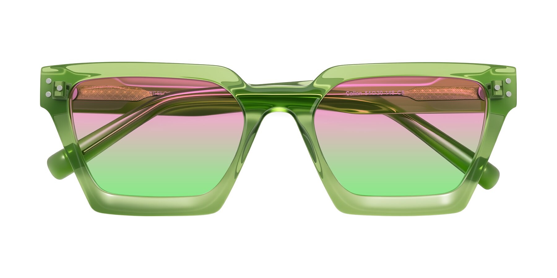 Folded Front of Callan in Grass Green with Pink / Green Gradient Lenses
