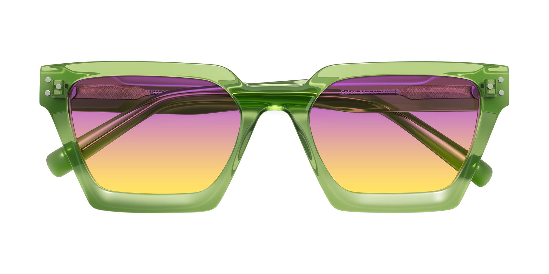 Folded Front of Callan in Grass Green with Purple / Yellow Gradient Lenses