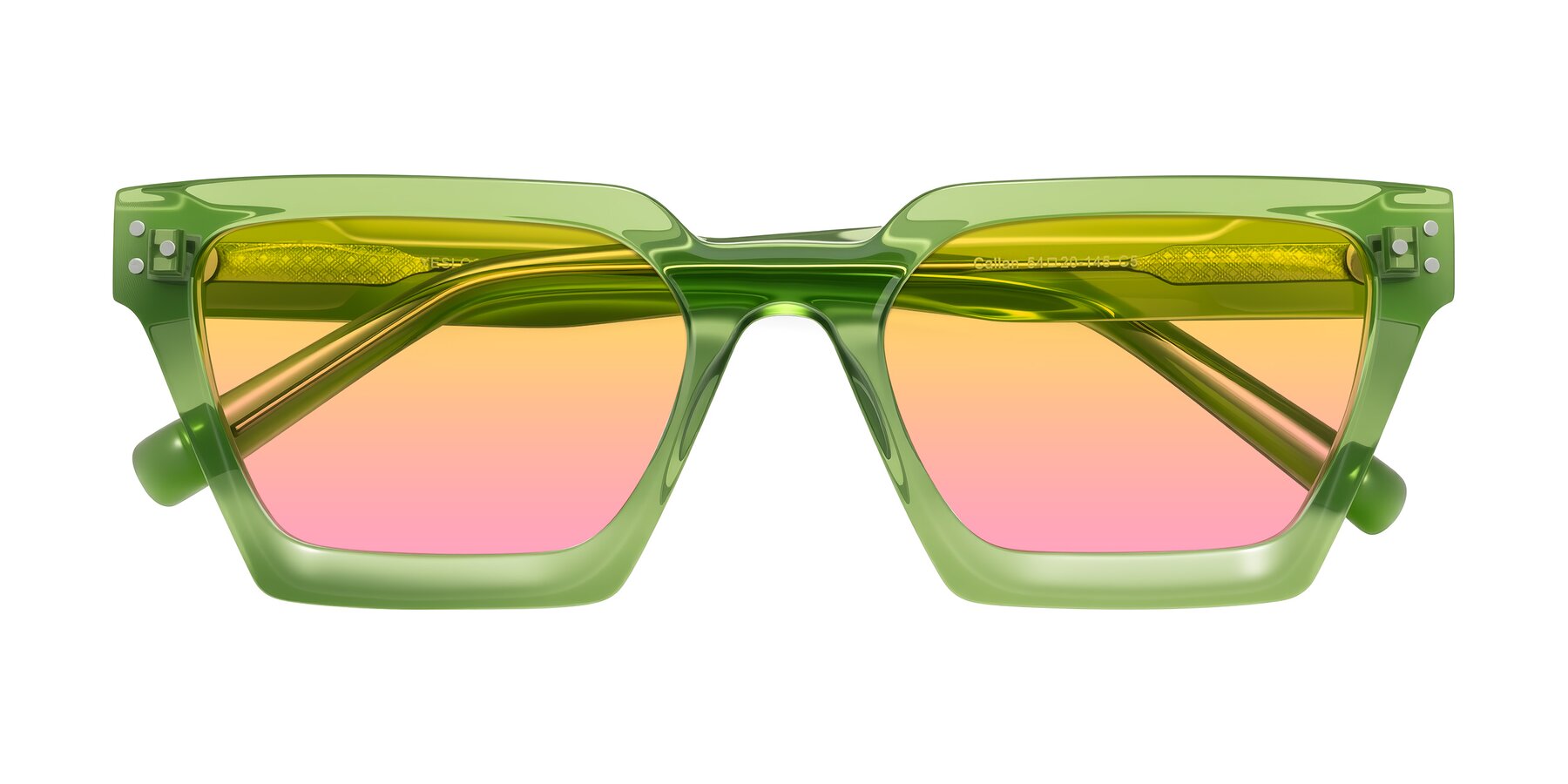 Folded Front of Callan in Grass Green with Yellow / Pink Gradient Lenses