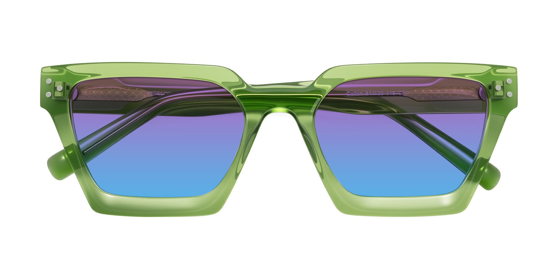Folded Front of Callan in Grass Green with Purple / Blue Gradient Lenses