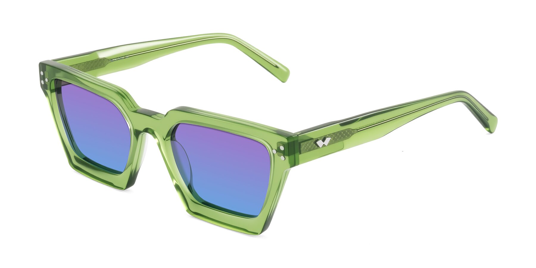 Angle of Callan in Grass Green with Purple / Blue Gradient Lenses