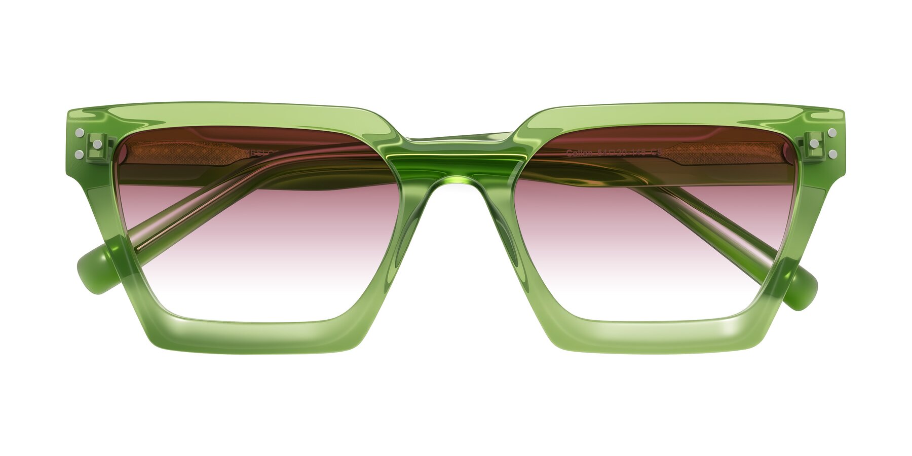Folded Front of Callan in Grass Green with Garnet Gradient Lenses