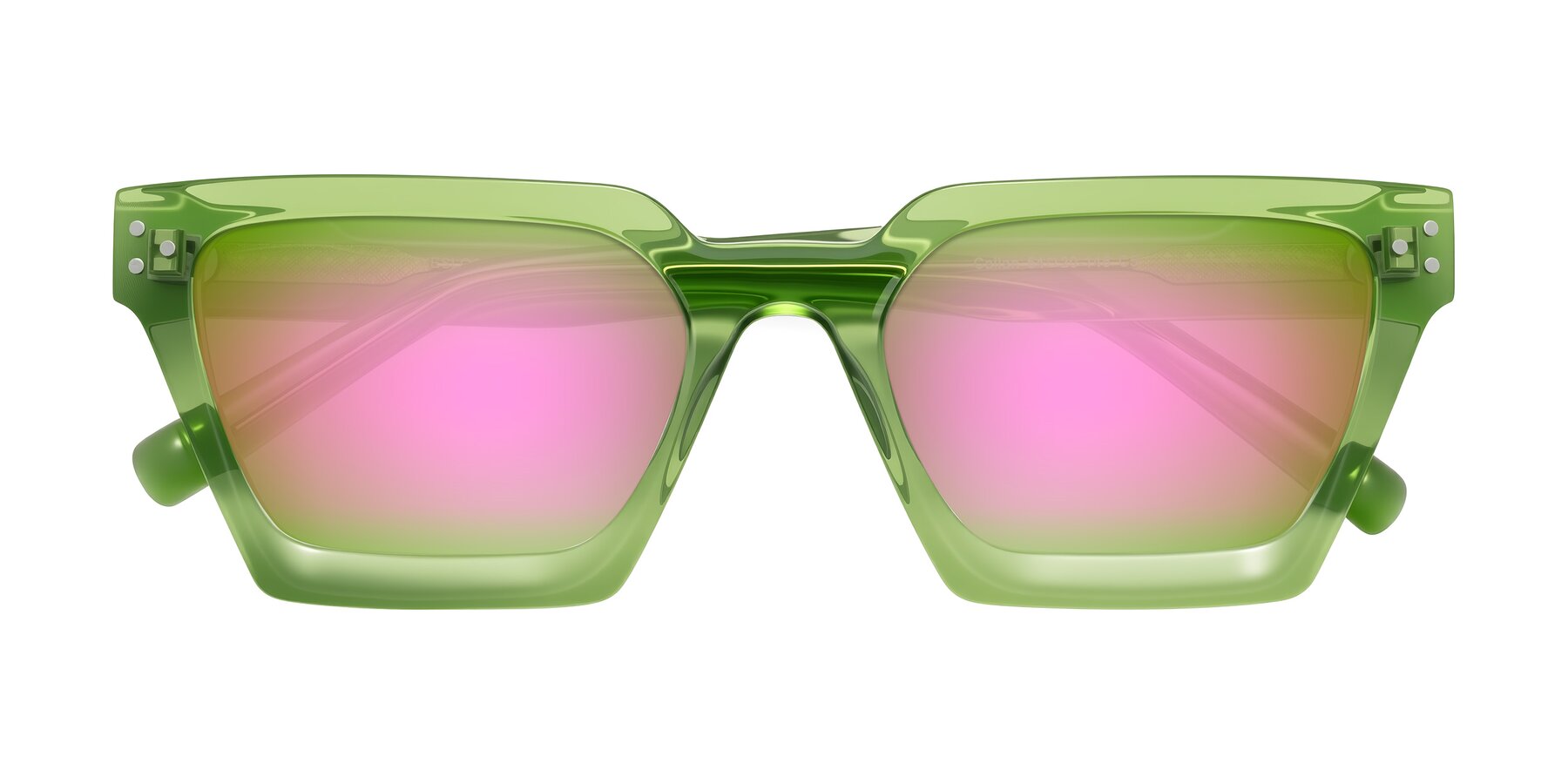 Folded Front of Callan in Grass Green with Pink Mirrored Lenses