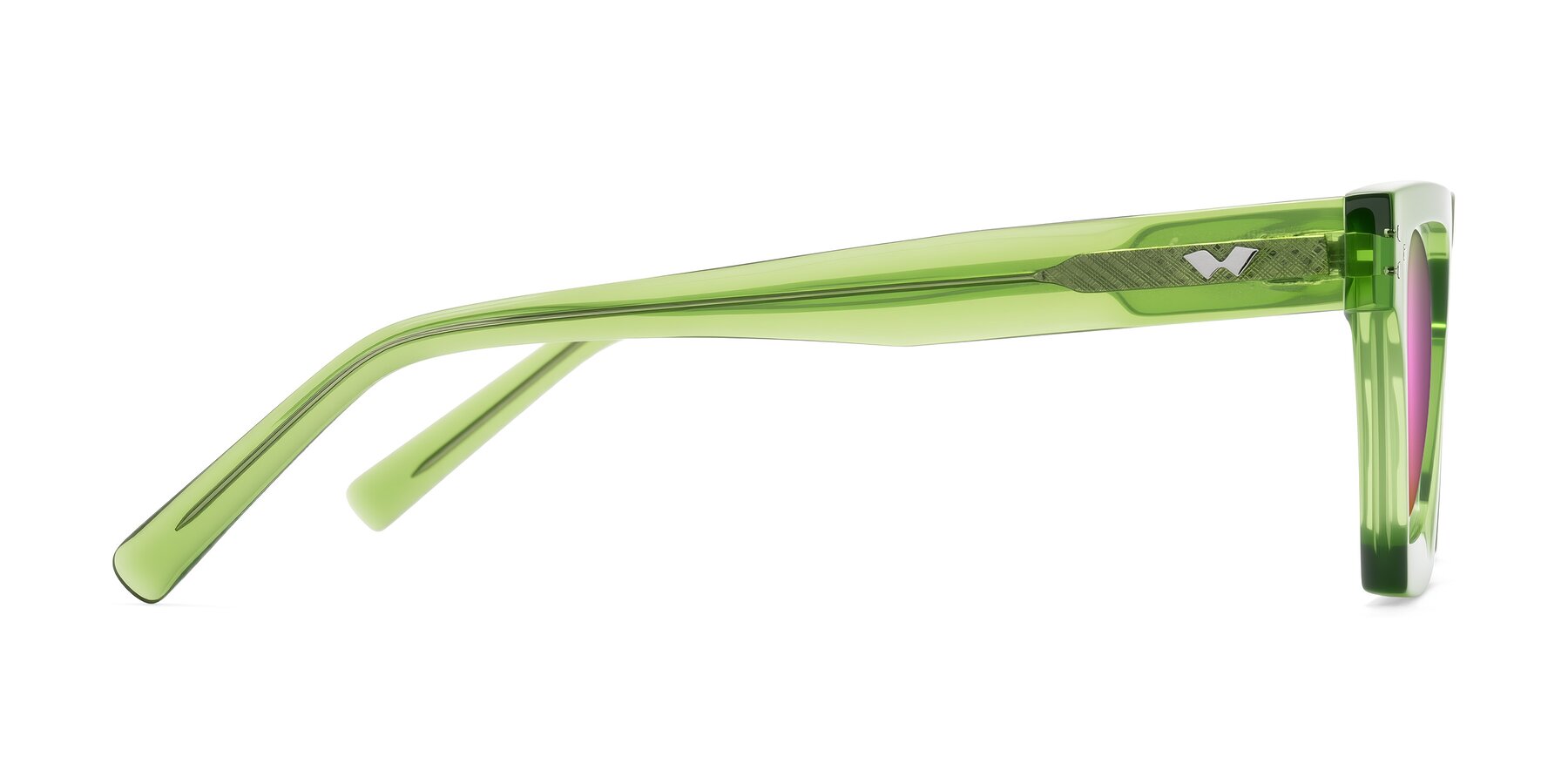 Side of Callan in Grass Green with Pink Mirrored Lenses