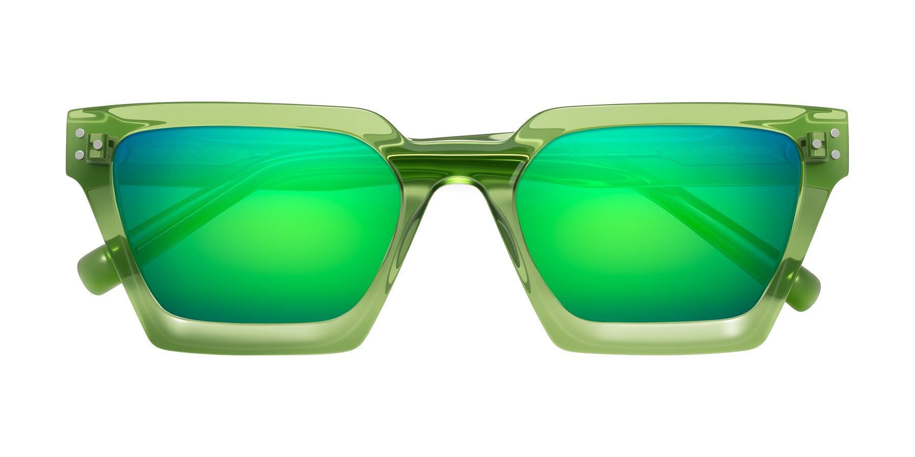 Folded Front of Callan in Grass Green with Green Mirrored Lenses