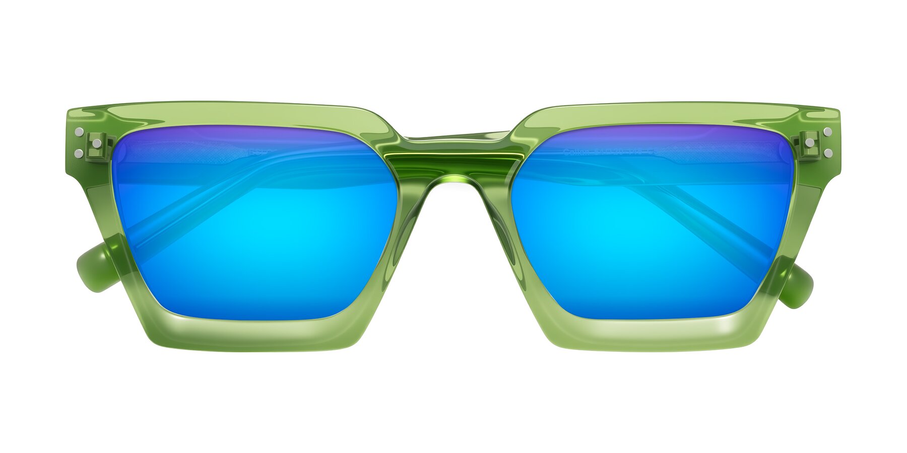 Folded Front of Callan in Grass Green with Blue Mirrored Lenses