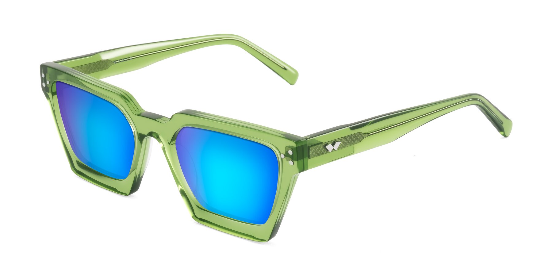 Angle of Callan in Grass Green with Blue Mirrored Lenses