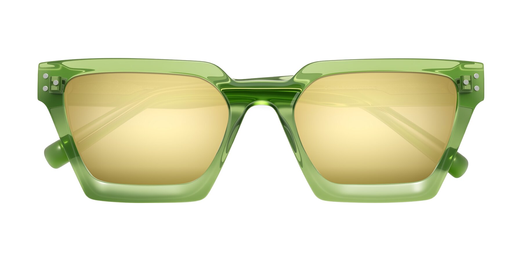 Folded Front of Callan in Grass Green with Gold Mirrored Lenses