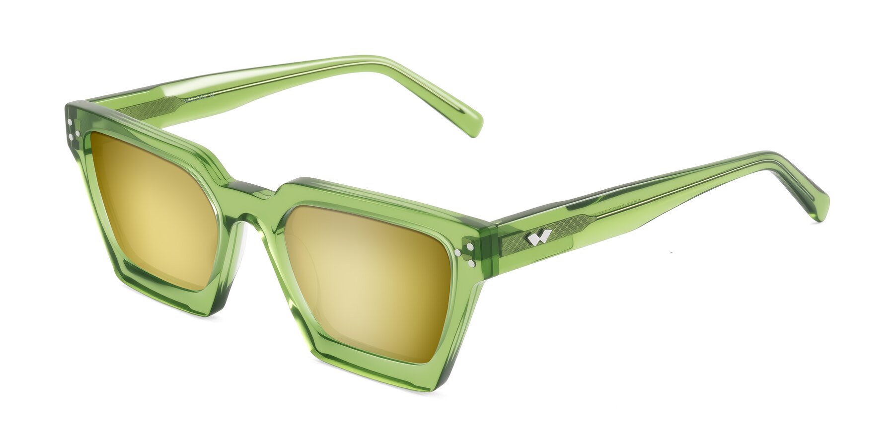 Angle of Callan in Grass Green with Gold Mirrored Lenses