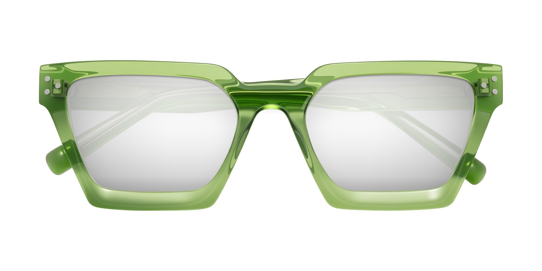 Folded Front of Callan in Grass Green with Silver Mirrored Lenses