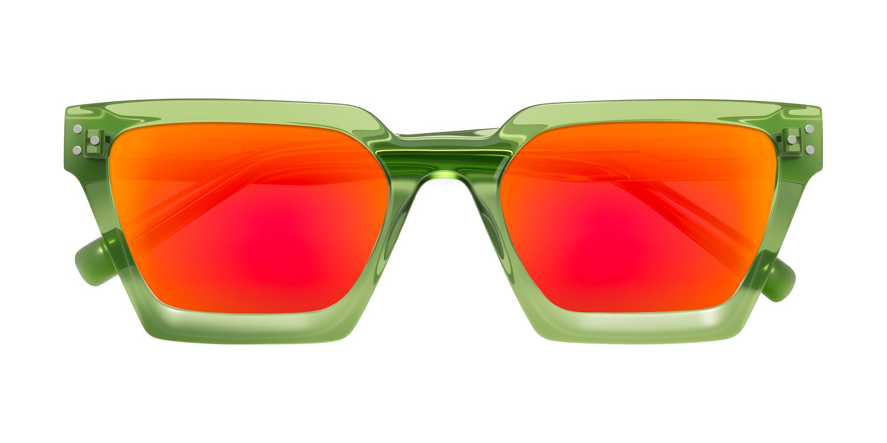 Folded Front of Callan in Grass Green with Red Gold Mirrored Lenses