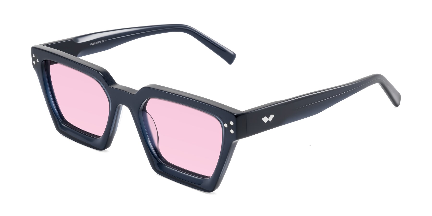 Angle of Callan in Dark Navy with Light Pink Tinted Lenses