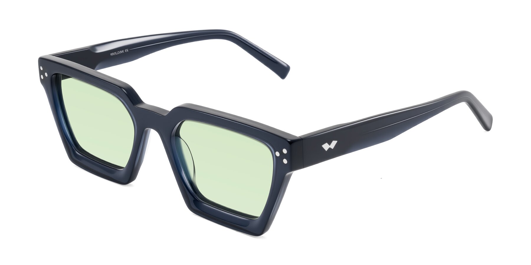 Angle of Callan in Dark Navy with Light Green Tinted Lenses