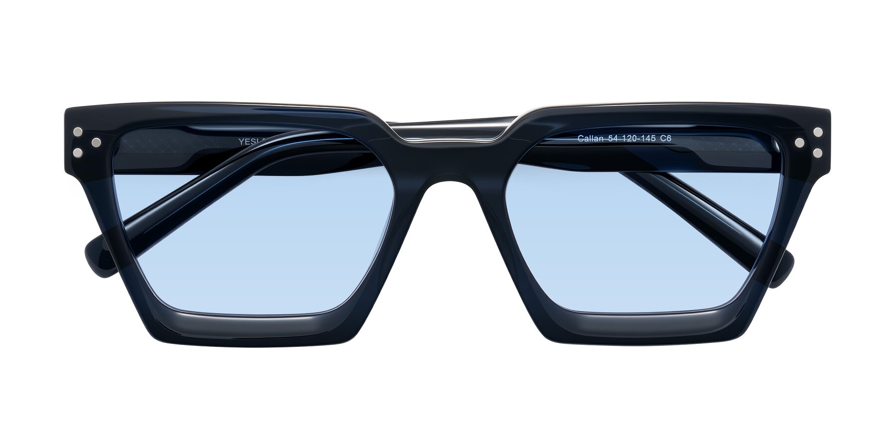 Folded Front of Callan in Dark Navy with Light Blue Tinted Lenses