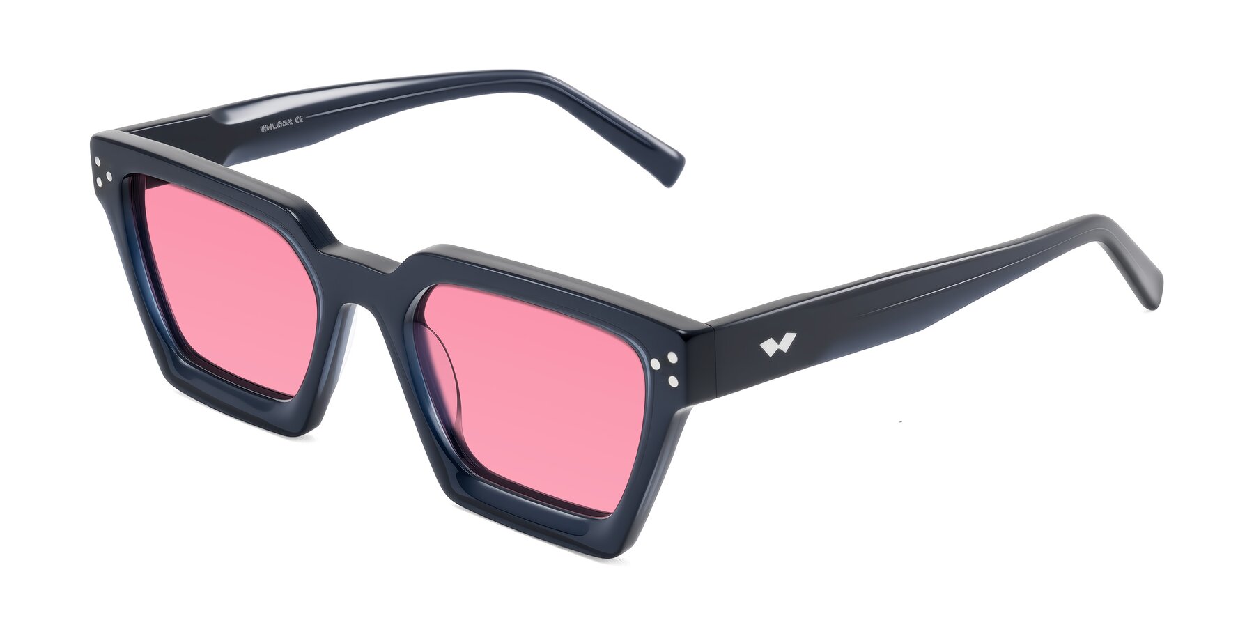 Angle of Callan in Dark Navy with Pink Tinted Lenses