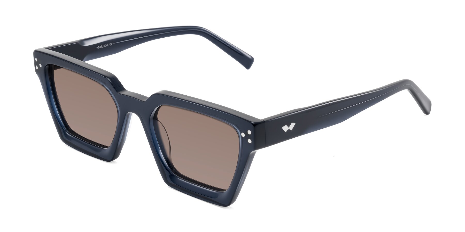 Angle of Callan in Dark Navy with Medium Brown Tinted Lenses
